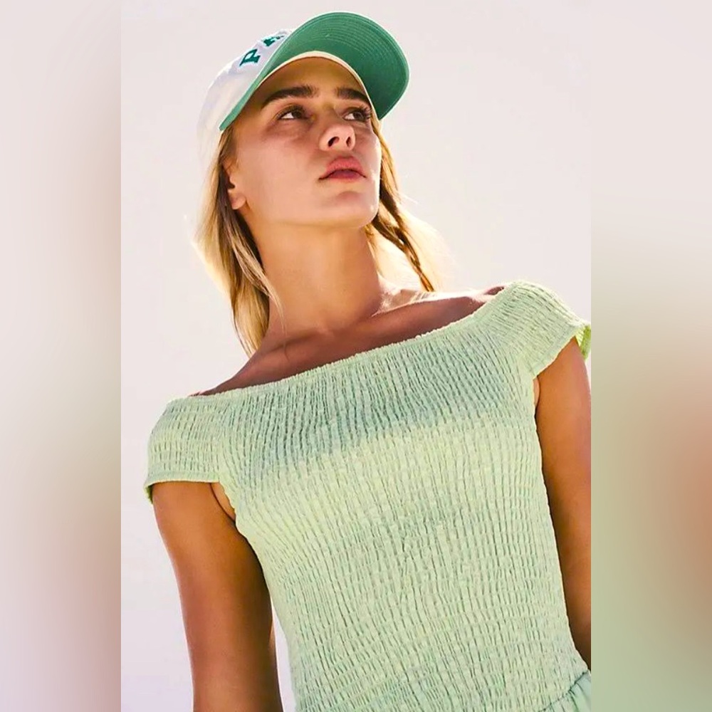 Free People Light Green Off-Shoulder Midi Dress